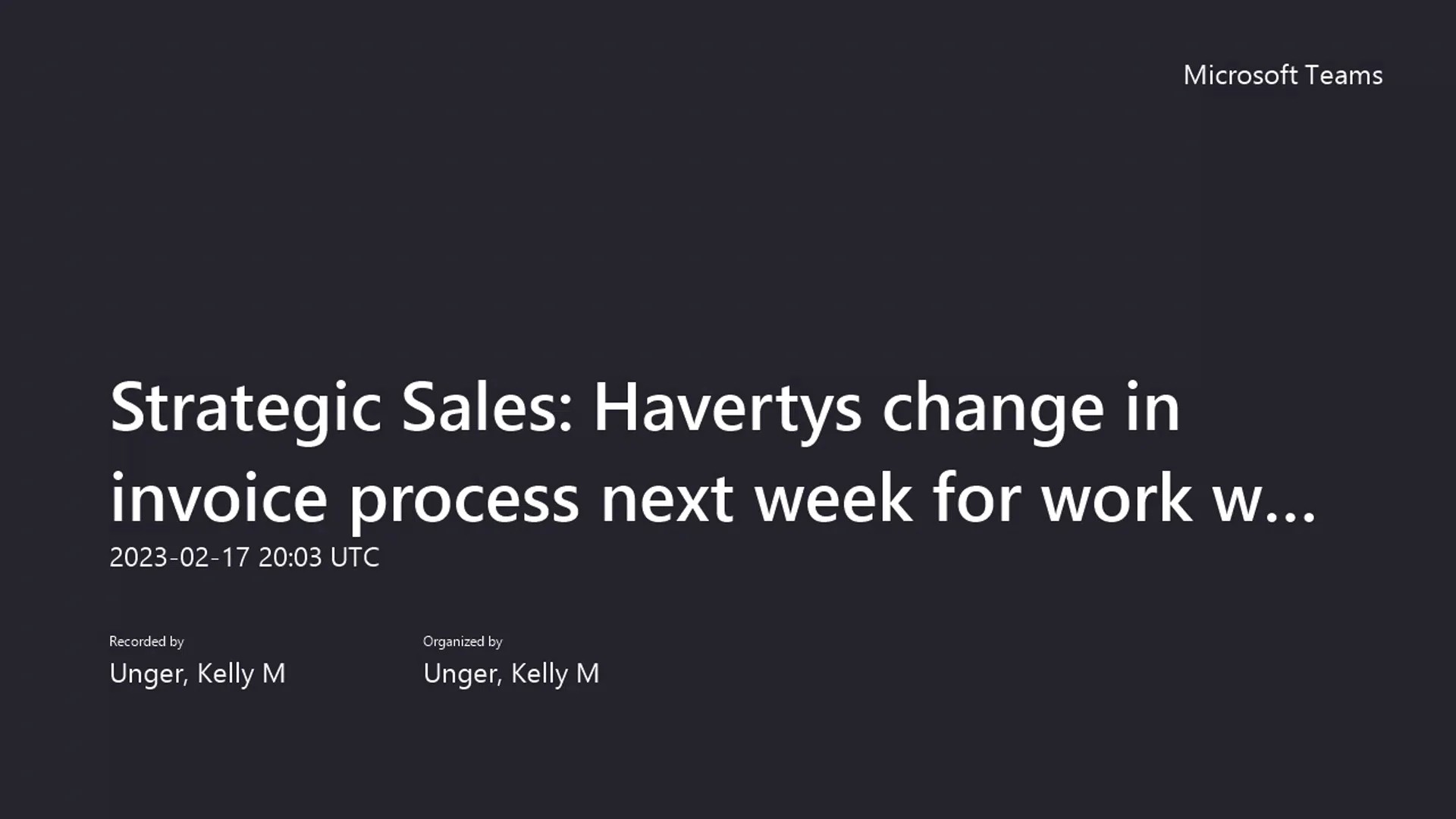 Strategic Sales_ Havertys change in invoice process next week for work
