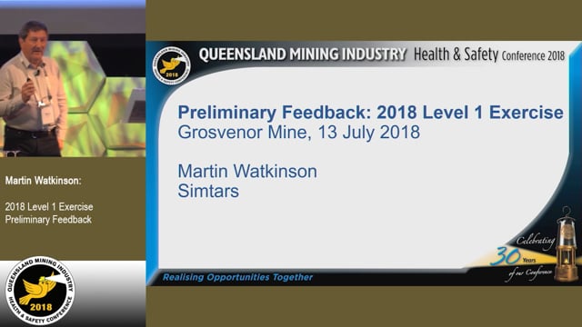 Watkinson - 2018 Level 1 exercise Preliminary feedback