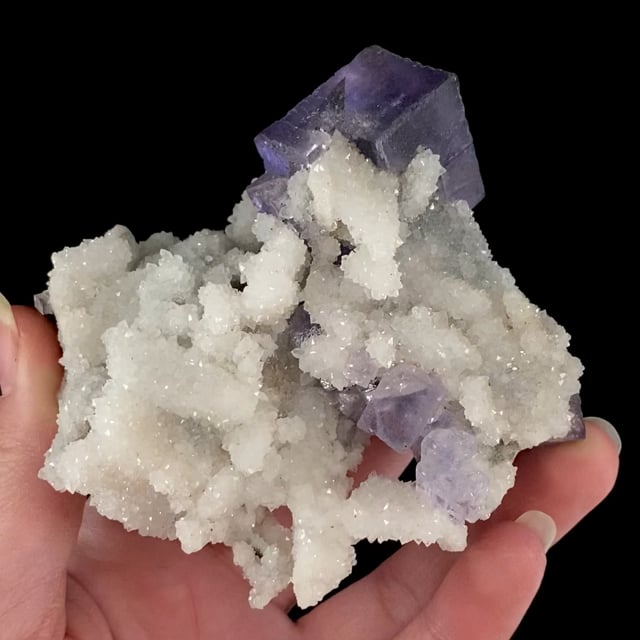 Fluorite on Quartz ''casts'' after Calcite