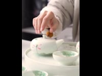 Lotus Japanese Porcelain Tea Set with Tray