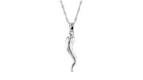Sterling Silver Italian Horn Pendant Necklace