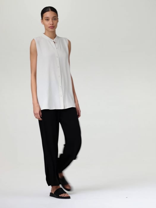 Silk Georgette Crepe Sleeveless Shirt