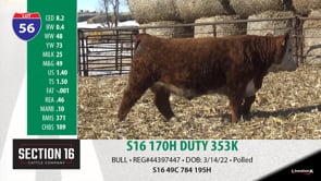 Lot #56 - S16 170H DUTY 353K
