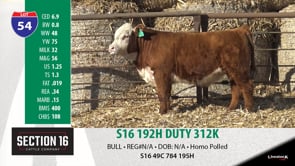 Lot #54 - S16 192H DUTY 312K