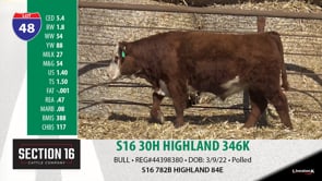 Lot #48 - S16 30H HIGHLAND 346K
