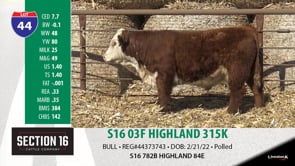 Lot #44 - S16 03F HIGHLAND 315K