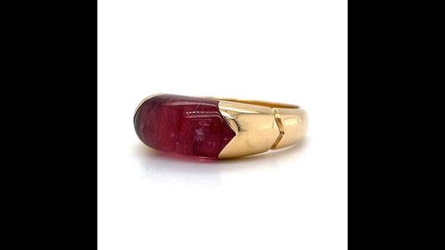 Bulgari Tronchetto Pink Tourmaline Ring in 18k Yellow Gold