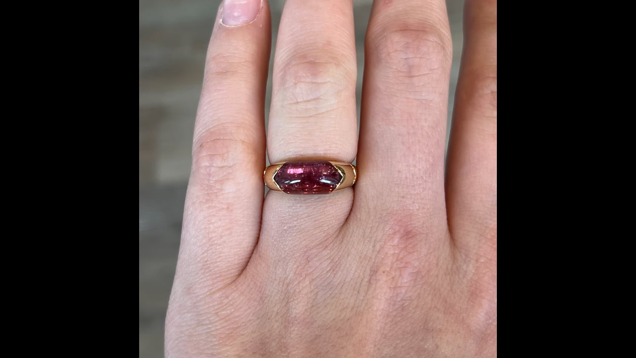 Bulgari Tronchetto Pink Tourmaline Ring in 18k Yellow Gold