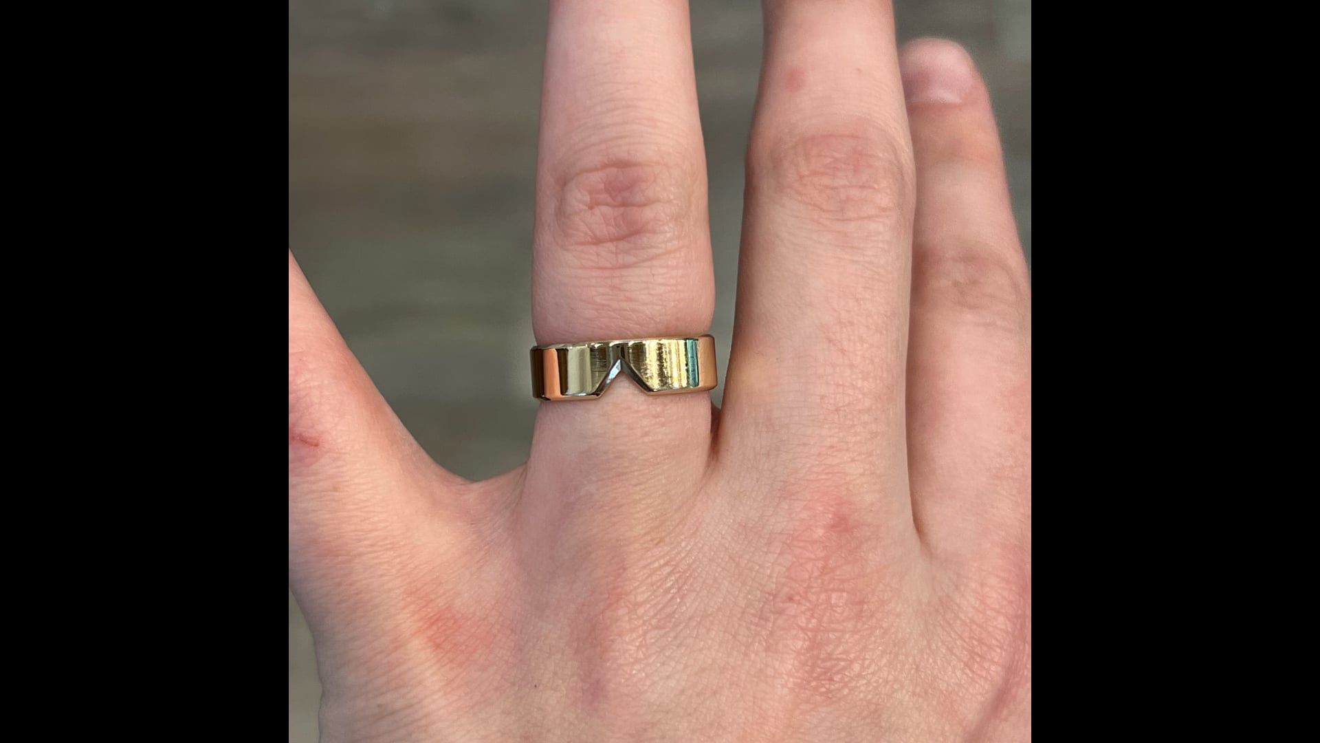 Unisex 14K Gold Faceted Band, Art Carved Wedding Band, Two