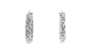 Sterling Silver Large Byzantine Hoop Earrings. 1 12