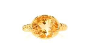 4.50 Carat Oval Citrine Ring in 18kt Gold Over Sterling