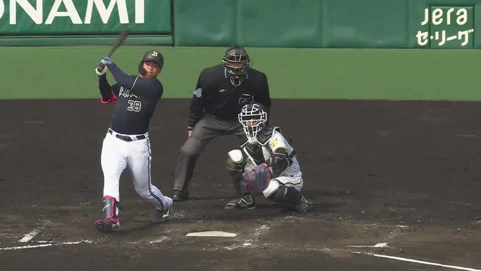 【2回表】打って良し走って良し!! バファローズ・来田涼斗 右中間を破るタイムリー3ベースヒット!!  2023年3月4日 阪神タイガース 対 オリックス・バファローズ