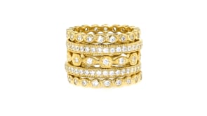 2.50 ct. t.w. CZ Jewelry Set Five Eternity Bands in 18kt Gold Over Sterling