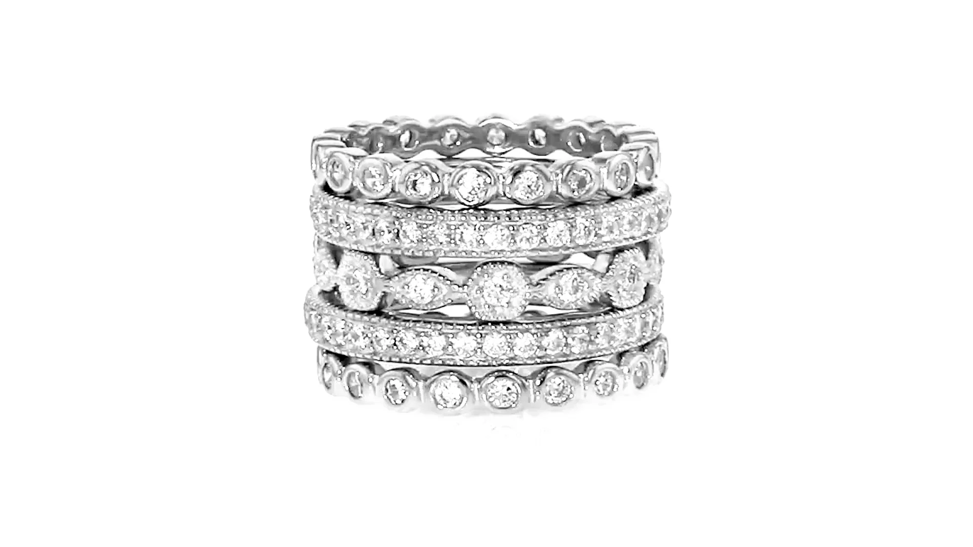 2.50 ct. t.w. CZ Jewelry Set: Five Eternity Bands in Sterling