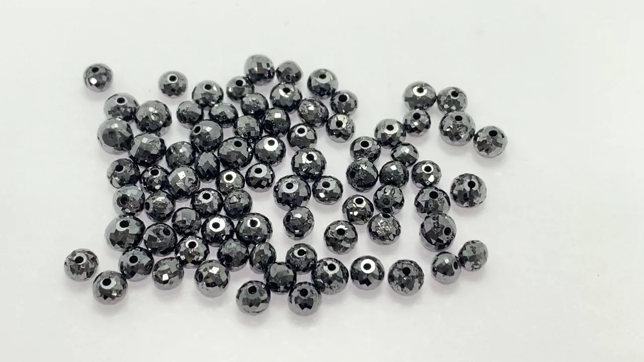 動画】【粒売り】【1mm穴】ブラックダイヤモンド ボタンカット 5粒