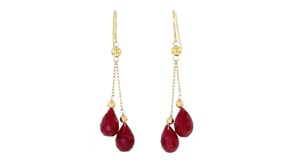 15.00 ct. t.w. Ruby and Bead Double-Drop Earrings in 14kt Yellow Gold