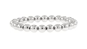Italian 8mm Sterling Silver Bead Stretch Bracelet