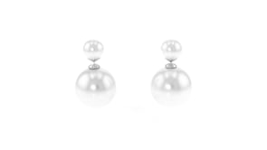 8-16mm Shell Pearl Front-Back Earrings in Sterling Silver