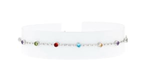 1.20 ct. t.w. Multicolored CZ Station Anklet in Sterling Silver