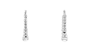 Italian Sterling Silver Beaded Oval Hoop Earrings
