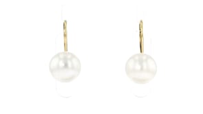 10-11mm Cultured Button Pearl Drop Earrings in 14kt Yellow Gold
