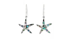 Abalone Shell Starfish Drop Earrings in Sterling Silver