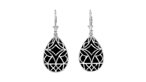 Black Onyx Drop Earrings in Sterling Silver