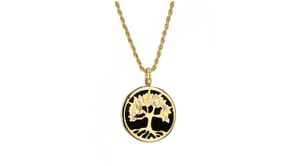 17mm Black Onyx Tree of Life Pendant in 14kt Yellow Gold