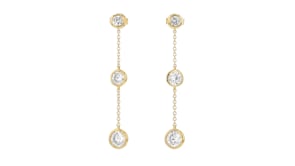 2.00 ct. t.w. Bezel-Set CZ Linear Drop Earrings in 18kt Gold Over Sterling