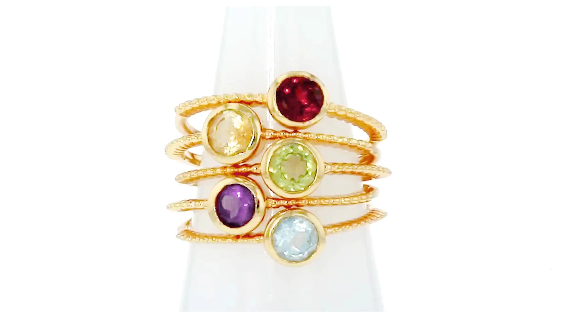 1.60 ct. t.w. Multi-Gemstone Jewelry Set: Five Rings in 18kt Gold