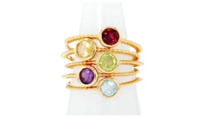 1.60 ct. t.w. Multi-Gemstone Jewelry Set Five Rings in 18kt Gold Over Sterling