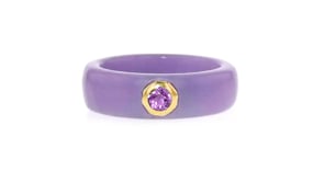 Lavender Jade and .20 Carat Amethyst Ring with 14kt Gold
