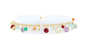 10.80 ct. t.w. Multi-Gemstone Bead Station Bracelet in 18kt Gold Over Sterling