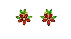 3.13 ct. t.w. Multi-Gemstone Flower Earrings in 18kt Gold Over Sterling