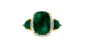 7.00 ct. t.w. Emerald and .12 ct. t.w. Diamond Ring in 18kt Gold Over Sterling