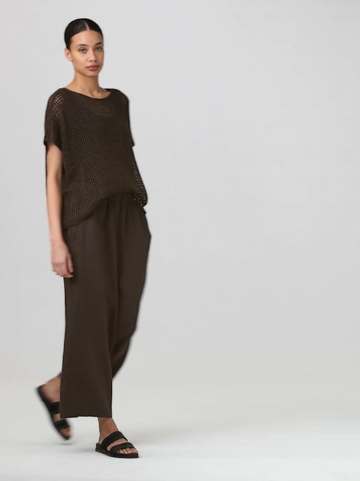 Eileen Fisher Organic Linen Single Pleat Wide Leg Pull-On Pants