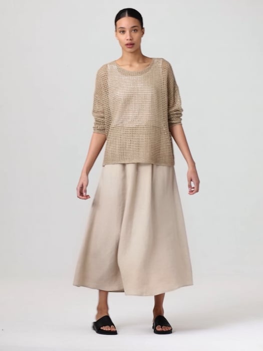 Organic Linen Délavé Round Neck Top