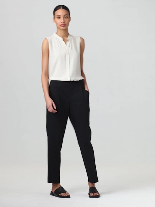 Cotton Blend Ponte Tapered Pant | EILEEN FISHER