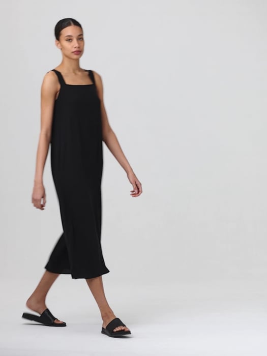 Silk Georgette Crepe Square Neck Dress | EILEEN FISHER