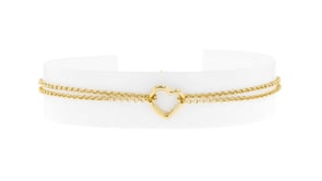 14kt Yellow Gold Two-Strand Heart Center Anklet. 10
