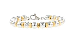Italian Two-Tone Sterling Silver Bead Bracelet