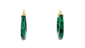 Malachite Hoop Earrings in 14kt Yellow Gold. 1 18