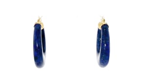Lapis Hoop Earrings 14kt Yellow Gold. 1 18