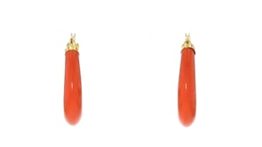 Coral Hoop Earrings in 14kt Yellow Gold. 1 18