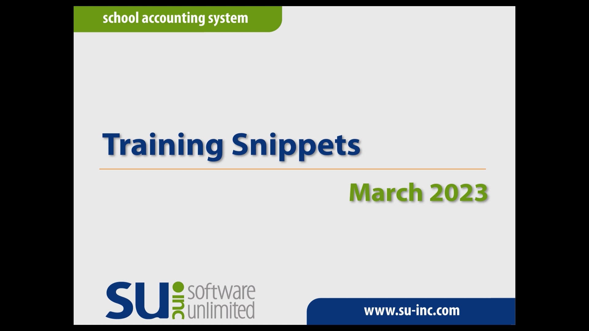 Training Tutorials - Training Snippets-March 2023 on Vimeo