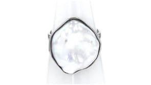 20x16mm Cultured Keshi Pearl Ring in Sterling Silver