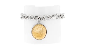 Italian Genuine 20-Lira Coin Charm Bracelet in Sterling Silver