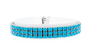 Turquoise Three-Row Tennis Bracelet in Sterling Silver