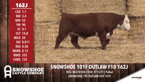 Lot #162J - SNOWSHOE 101F OUTLAW F10 162J