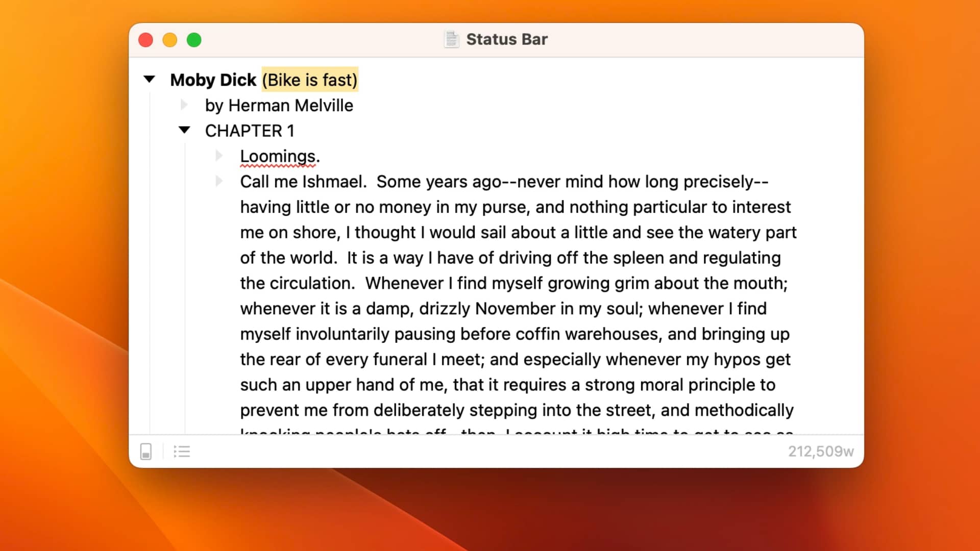 Bike Outliner Word Count & Status Bar on Vimeo